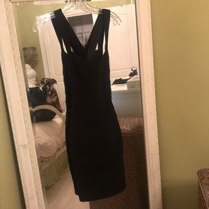 Black open back Aidan Mattox dress